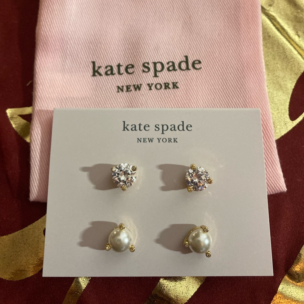 Kate Spade pearl and CZ stud earrings